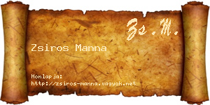 Zsiros Manna névjegykártya